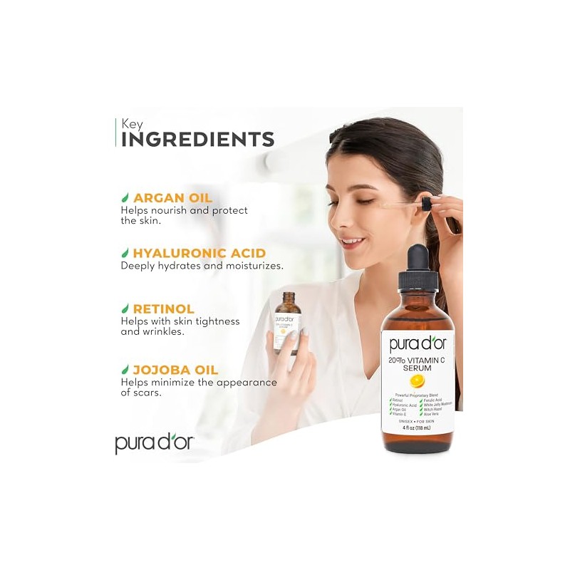 Pura D'or Vitamin C Serum, 4 Ounce