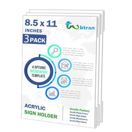 Acrylic Sign Holder 8.5 x 11-8.5 X 11 inch Wall Mount Clear Plastic Paper Sign Display with Tape - No Drilling Acrylic Wall Frame for Office - Home - Store - Restaurant (3 Pack)