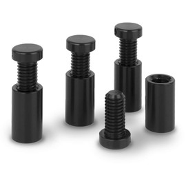 PrecisionGeek - Sign Standoff Wall Mount Advert Fixings Bolts, Glass, Acrylic, Stone Holders for Picture Frames, Store, Office Sign Displays, Aluminium BLACK 12mm dia L= 20mm - 4x barrels 4x screws