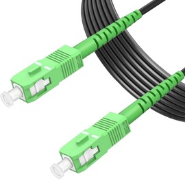 Elfcam® - 15 m Shielded Steel Fibre Optic Cable SC/APC to SC/APC, Suitable for Indoor and Outdoor Installations, Simplex Single Mode Black OS2 3.0 mm (15 m)