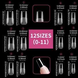 504pcs Soft Gel Acrylic Nail Tips, Full Cover Clear Nail Tips Kit for Nails Extensions, Half Matte Fake Press on Nails for French Manicure DIY Salon 12 Sizes