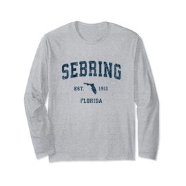 Sebring Florida FL Vintage-Sportdesign marineblauer Druck Langarmshirt