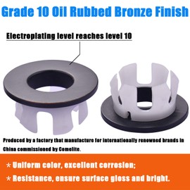 COMELITE Kitchen Bathroom Sink Basin Vanity Sink Trim Overflow Cover 100% Solid Brass Insert in Hole Round Caps, Oil-Rubbed Bronze, Pack of 2