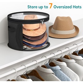 CZBZYMYYY Hat Organizer Bag for Travel and Storage, Ultra-large Capacity Caps Cowboy Hat Organizer for Closet With Handles, Hat Box Storage for Women & Men (Black)
