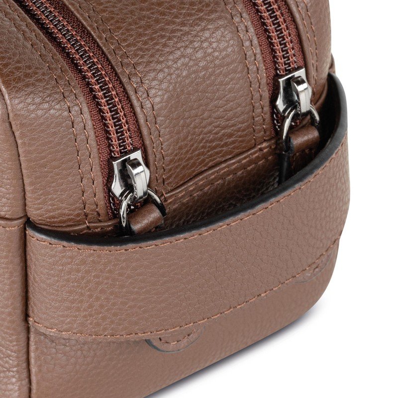 VON HEESEN Toiletry Bag for Men and Women, dark brown,