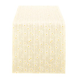 Winotic Light Yellow Floral Cotton Table Runner Boho Table Decor (12”x72”)