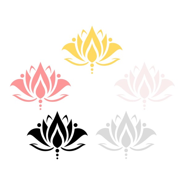 SUPERDANT 5 pz Adesivo Da Parete Colorato di Loto 5 Colori Fiori di Loto Sfondi In PVC Arte Della Parete Rimovibile Autoadesiva per La Decorazione Del Bollitore Dell'Auto Della Stanza di Yoga Buddista