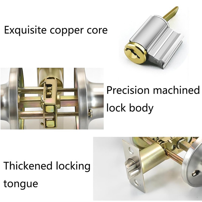 Qrity Stainless Steel Entracne Passage Door Handle Lock Knobs Lockset