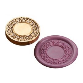 DELUXEFOX Sealing Stamp Head Plain Picture Frame, 1.2 inches (30 mm), Brass, Sealing Head, Sealing Stamp Head, Replacement Part Parts, Wax Print, Handmade, Single Item [Round-Iris Style Frame]