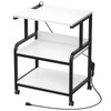 Unikito 3-Tier Printer Stand with Charging Station, Adjustable Rolling Cart