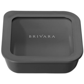 BRIVARA HOME Ceramic Coated Glass Food Storage Container | No PTFE, PFOA, PFAS, and BPA | Reusable Non Toxic Meal Prep Container with Glass Lid | Easy To Store | 2.5 Cup Square [Onyx]