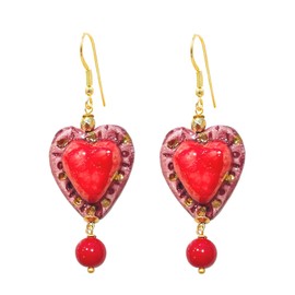 MARARDI Women's Italian Ceramic Earrings from Caltagirona [Lovers] Long Handmade Italian Jewellery Elegant Originals for Everyday Events Weddings Special Occasions, Ceramic