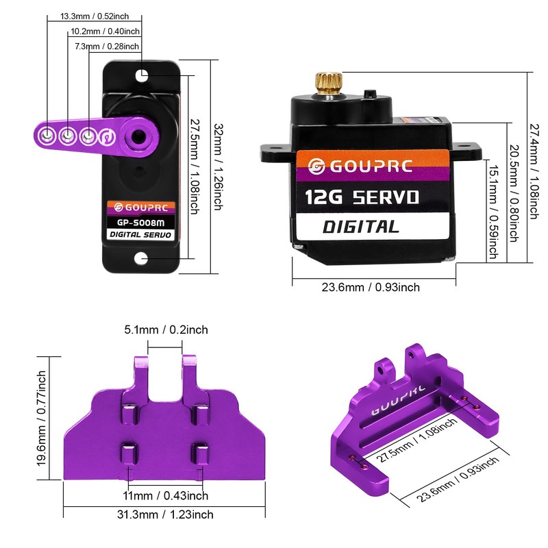 GOUPRC 12G RC Digital Micro Servo of Metal Steel Gear