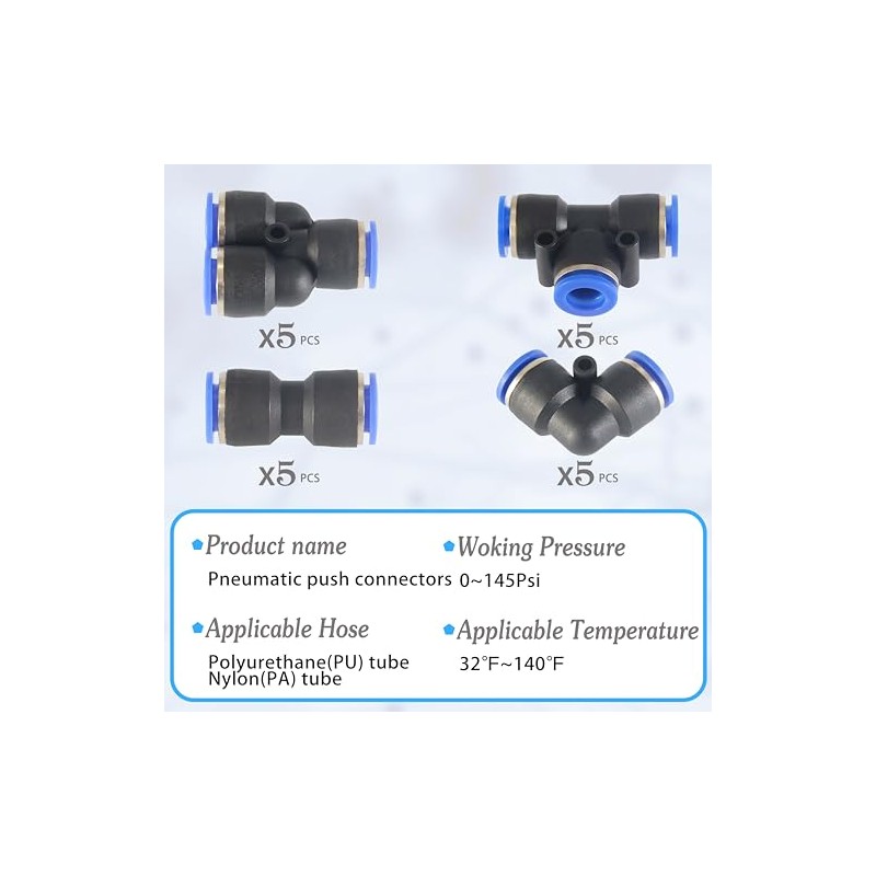 Kit De 20 Conectores De Aire Comprimido De 12 Mm