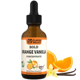 FLAVOR VALLEY Orange Vanilla Concentrate | Flavor Over 100 Drinks, Sodas, Cocktails, Mocktails – Bright Citrus & Smooth Vanilla | Non GMO - Craft Your Drinks. Your Way.