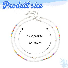 Handcess Boho-Perlenketten, bunte mehrlagige Halskette, Muschel-Strand-Halskette für Damen, Einheitsgröße, Perlen, Kein Edelstein