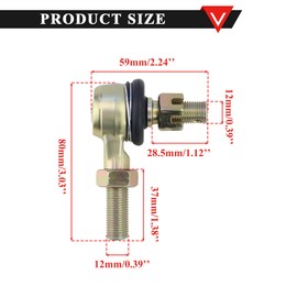 PRO BAT M12 Ball Joint 12mm Tie Rod End Right-Hand Thread 150 Baja DN150 ATV Dirt Bike Go Kart Scooter Sunl Kandi Buggy, 4PCS