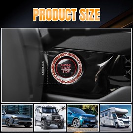 QZTYTY 2PCS Car Engine Start Stop Decoration Ring, Car Start Button Cover, Push to Start Button Start Engine Ring, Car Accessories Push Start Button Ignition Ring Sticker for Women (Orange, 2PCS)