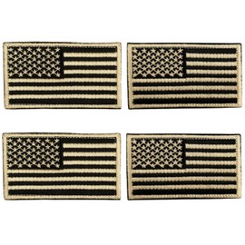 4 Pieces USA Flag Patches-Black & Gold-American Flag Patch 3.0 X 2.0 Inch Patches Morale Military Uniform Emblem Patch Iron-on Patch for Tactical Backpacks Bags Clothes Jackets Hats