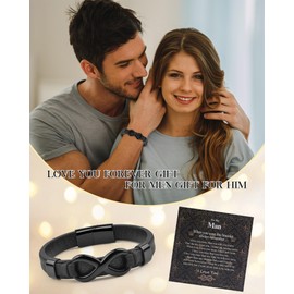 VGWON Gifts for Men Him, to My Man Boyfriend Husband Bracelet, Mens Jewellery, men Infinity Bracelet, Mens Leather Valentines Bracelet, Bracelet for Men, Mens Valentines Birthday Gifts, to My Man