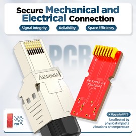 AMPCOM STP CAT8 RJ45 Connector, Zinc Alloy, Tool-Free, 40Gbps, Enterprise, Industrial Grade RJ45 Connector 2-Pack
