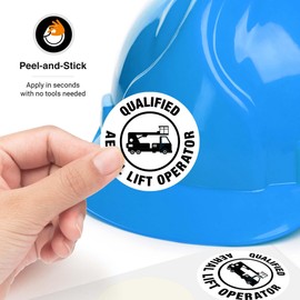Qualified Aerial Lift Operator Hard Hat Sticker, (6 Pack) 2x2 Inches, Contruction Hard Hat Decal, Made in USA by Sigo Signs
