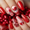 Valentine's Day Press on Nails Long Coffin Fake Nails Heart