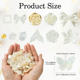 Airssory 100 Pcs Vintage Baroque Style Acrylic Beads Charms Rose Flower Bowknot White Beads for Bracelet Jewelry Making Earrings Necklace Keychain Making DIY Crafting