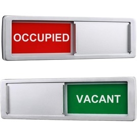Privacy Sign, Vacant Occupied Sign for Home Office Restroom Conference Hotels Hospital, Slider Door Indicator Tells Whether Room Vacant or Occupied (Silvery, 2 * 7In)