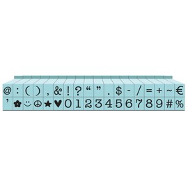 Contact USA Small 36-Piece American Typewriter Pegz Connectable Symbols and Numbers Stamp Set, Pool Blue