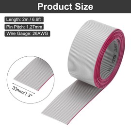 MECCANIXITY 26AWG IDC Wire Flat Ribbon Cable 2m/6.6ft Length 1.27mm Pitch 26 Pin Gray for JTAG/ISP Connecting