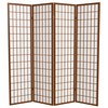 Red Lantern 6 ft. Tall Window Pane Shoji Screen-Walnut-4 Panels