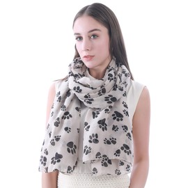 Dog Cat Paw Print Women's Scarf Shawl Wrap Lightweight (Khaki)