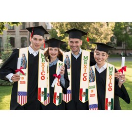 ONANNA Mexican Graduation Sash Stole Class of 2025: Mexico Religious Mary Virgin Grad Stole, Photo Props, 2025 Graduation Gifts for College, Party Supplies