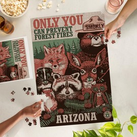 Lantern Press 1000 Piece Jigsaw Puzzle, Arizona, Smokey Bear and Woodland Creatures