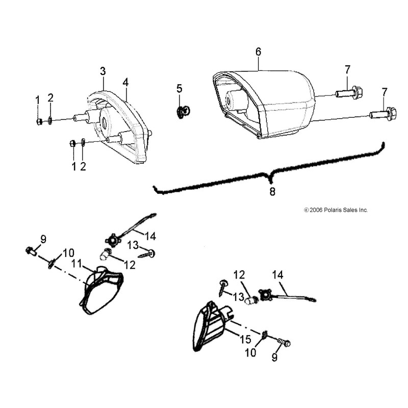 Polaris OEM Right Hand Headlight Lens for 2007-2019 Outlaw 90