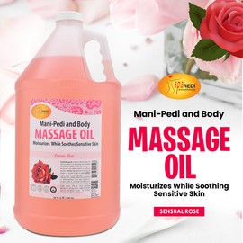 SPA REDI SPA REDI Massage Oil Bundle, Mint Eucalyptus & Sensual Rose, 128 Oz Each - Professional Pedicure, Manicure & Body Massage Therapy