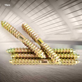 10pcs Double Head Ended Dowel Screw Self-Tapping Thread Bolts for Furniture Fixing Dowel 6 * 60mm