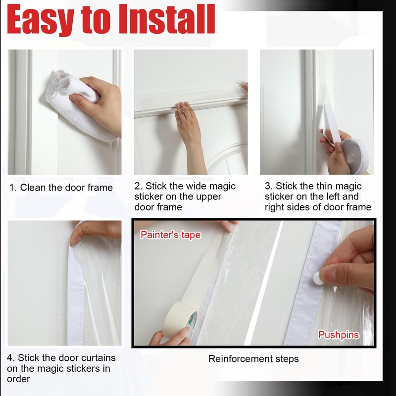 Preboun 3 Sets Dust Barrier Magnetic Dust Barrier Door Kit