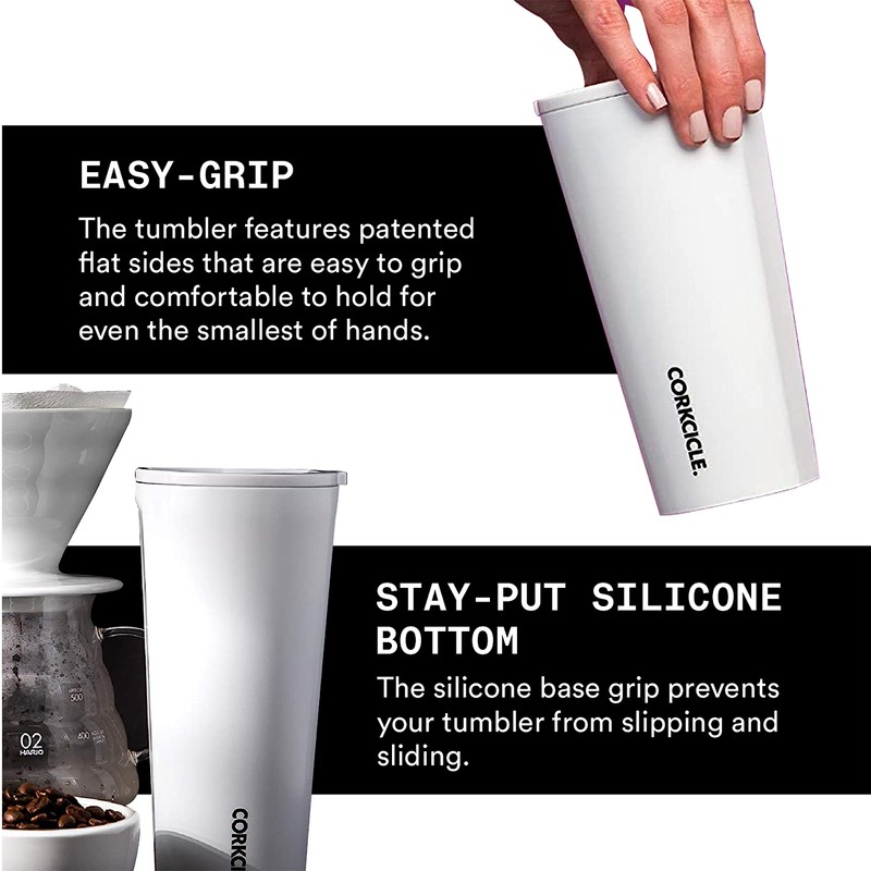 Corkcicle Tumbler Insulated Stainless Steel Bottle/Thermos, 16 oz, White
