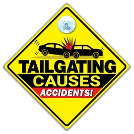 Tailgating Causes Accidents Sign, Do Not Tailgate Me Car Sign, Stop Tailgating Sign, Anti Tailgater Car Sign to Deter Tailgaters, Back Off Car Sign, Keep Your Distance Car Sign 14 cm x 14cm x 2cm