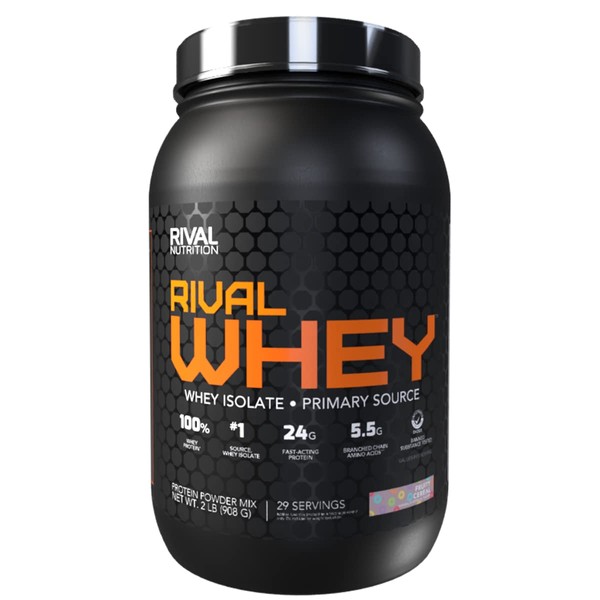 Rivalus Rivalwhey – Fruity Cereal 2lb - 100% Whey Protein, Whey Protein Isolate Primary Source, Clean Nutritional Profile, BCAAs, No Banned Substances, Made in USA