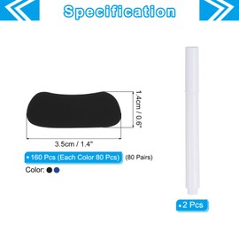 PATIKIL 80 Pairs Sports Eye Black Stickers, Under Eye Black Strips Football Face Stickers Breathable Eyeblack Sticker with 2 Pcs White Pencil for Baseball Fans on Game Day, Blue