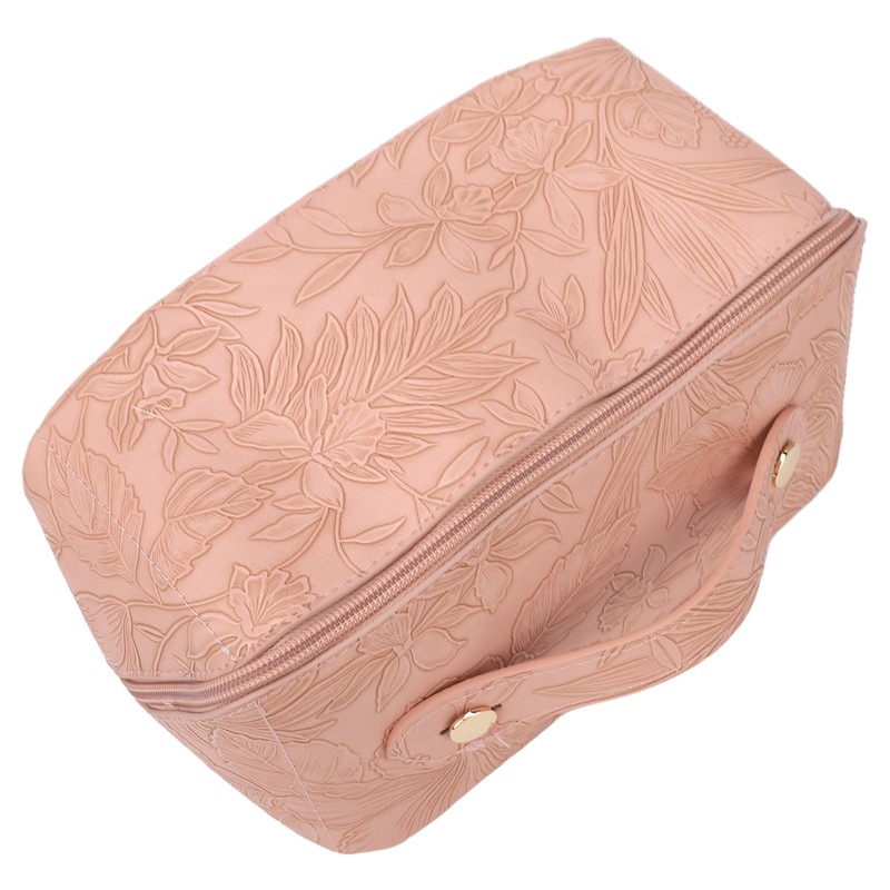 Make Up Cosmetic Bag PU Leather 180 Degree Opening Large