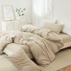 JIYUAN 100% Washed Cotton Duvet Cover Set Comfy Simple Style