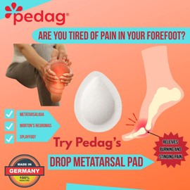 Pedag Drop | German Made | Metatarsal Pads | Anatomically Correct | Metatarsal Arch Support | Vegetable Tan Leather | Self Adhesive | White | Size X-Large, Fits EU 44-46 / US Men 11-13 | 1 Pairs