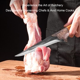 QEGNOBOK 6 Inch Boning Knife - Curved Semi-Stiff Blade for Meat Cutting, Filleting & Deboning, Ultra Sharp Butcher Knife with Non-Slip Ergonomic Handle for Chefs, Home Kitchen & Culinary Use