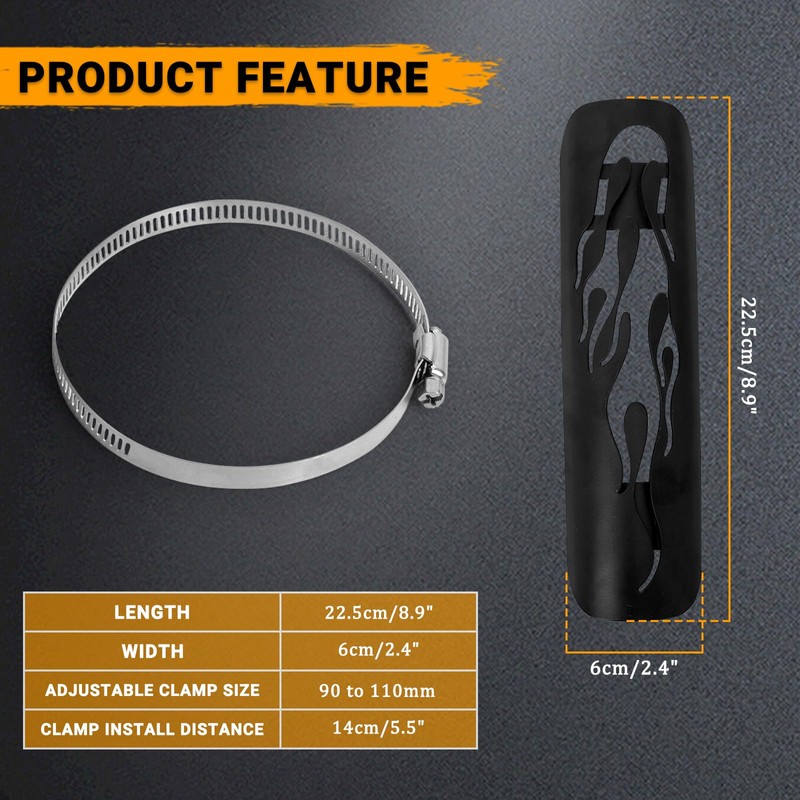 Motorcycle Exhaust Heat Shield - Black