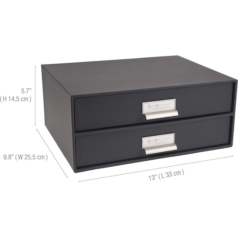 Bigso Birger 2-Drawer Fiberboard Label Frame Document Letter Box |