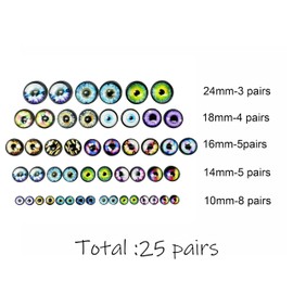 25Pairs Dragon Safety Eye Round Pupil for Stuffed Animal Toys Making Bear Amigurumi Crochet Dolls Crafts with Washer 10mm 14mm 16mm 18mm 24mm